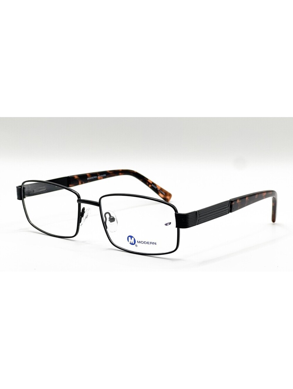 Modern Adjourn Matte Black Tortoise Rectangle Eyeglass Frames 55-17-145